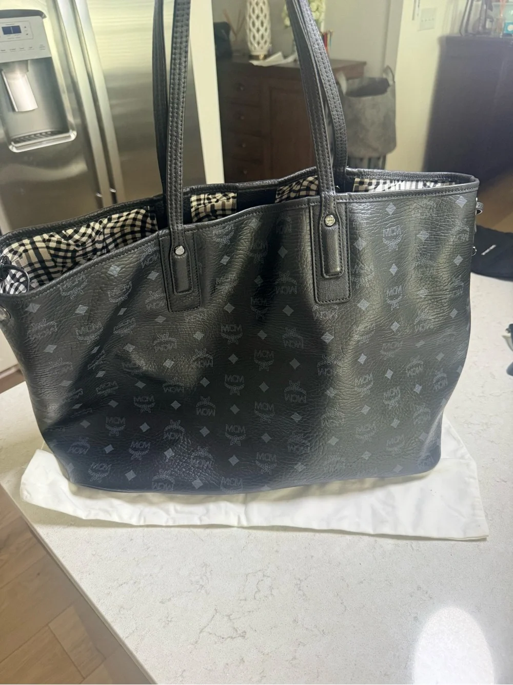 MCM Black Visetos Large Tote Bag | Shopper Shoulder Bag